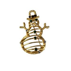 Vintage Vero Gold Snowman Brooch Pin Winter Christmas Accessory Gold Tone